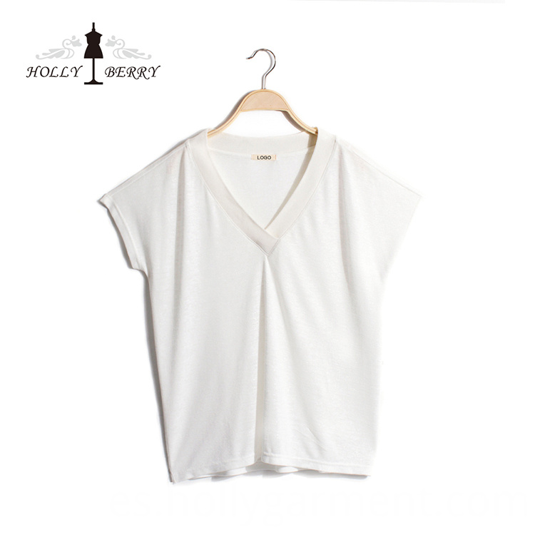 Camisa blanca con cuello en v V-neck White Shirt